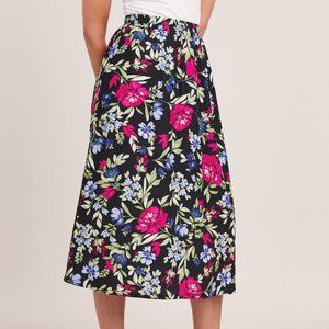 NEW Choose Plus Sz Floral Casual or Dress Elastic Waist Midi Skirt Side Pockets